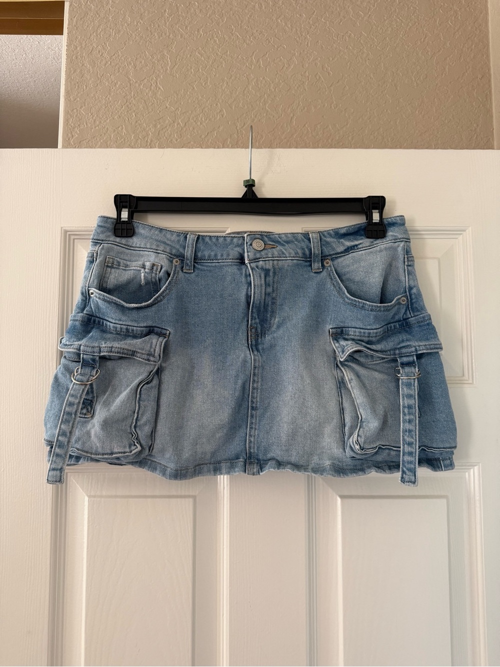 RSQ Denim Cargo Skirt with Buckle Pockets